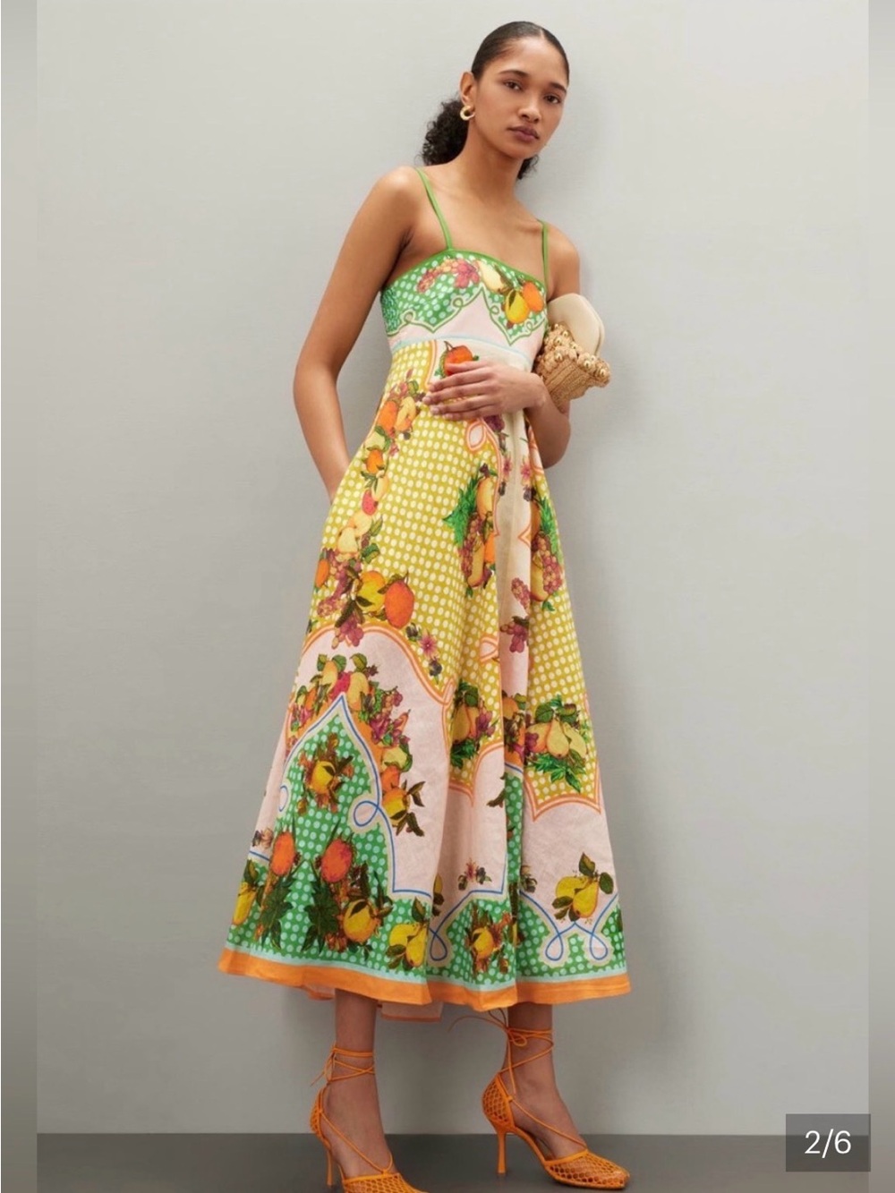 Alemais Green and Yellow Fruit-Print Maxi Dress